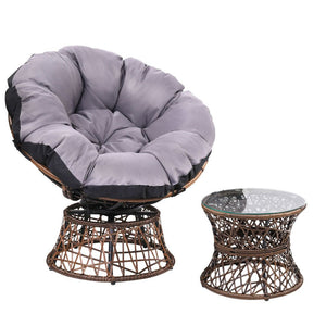 Outdoor Papasan Chairs With Mini Table
