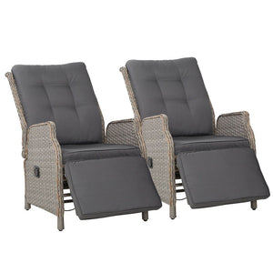 2 Grey Recliner Chairs / Sun Lounges