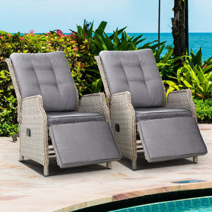 2 Grey Recliner Chairs / Sun Lounges