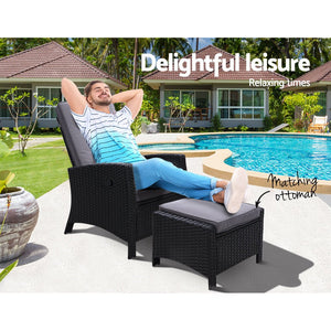 Resort Recliner Chair With Wicker Cushions