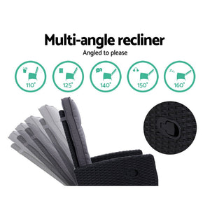 Set of 2 Sun lounge Recliner Chairs