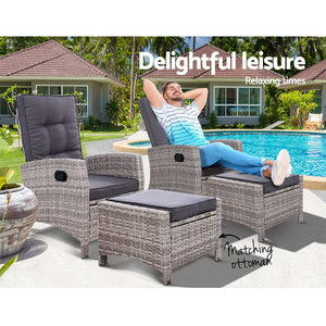 Sun Lounge Recliner Chair For Outdoors - Set of 2