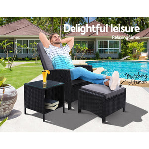 Outdoor Recliner Chair With Table