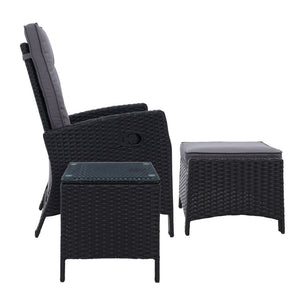 Outdoor Patio Recliner Chairs With Table - 5PCS Set
