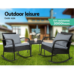 3 Piece Outdoor Rocking Chair Set