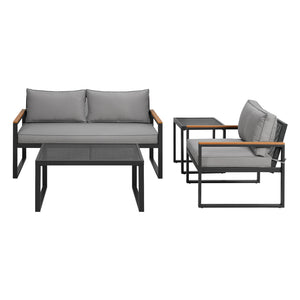 Steel Outdoor Sofa Set - 3-Seater Corner Modular Lounge Setting