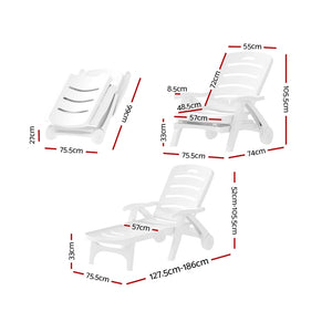 Gardeon Sun Lounger Folding Chaise Lounge Chair | Patio Outdoor Furniture with Wheels