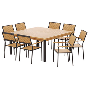 Gardeon 8-seater Outdoor Furniture Dining Chairs Table | Patio 9pcs Acacia Wood Set