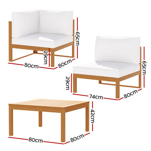 Gardeon 5 Pieces Outdoor Sofa Set | 4-Seater Acacia Wood Corner Lounge Setting