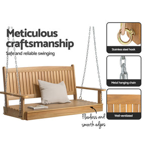 Gardeon Porch Swing Chair | 2 Seat Teak Wooden Bench