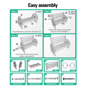 Wooden 3 Person Garden Bench