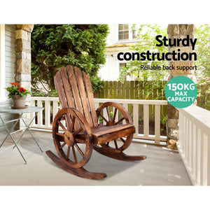 Wagon Wheels Rocking Chair - Brown