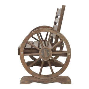 Backyard Feature Bench With Wagon Wheels