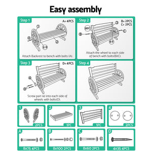 Wooden Wagon Outdoor Bench