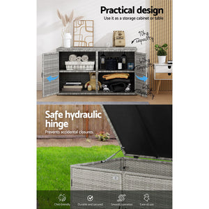 Wicker Outdoor Storage Cabinet Box with Shelf