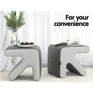 Artiss Grey Fabric Ottoman Footstool