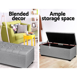 Storage Ottoman Footstool | Blanket Box | Foot Stool Bench | Toy Seat | Grey