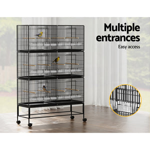i.Pet 175cm Bird Cage Large Aviary | Galvanized Parrot Stand Alone with Wheels