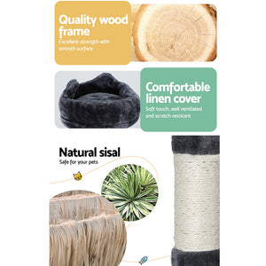 i.Pet 168cm Cat Tree Tower | Scratching Post House Condo with Hanging Toy Bed