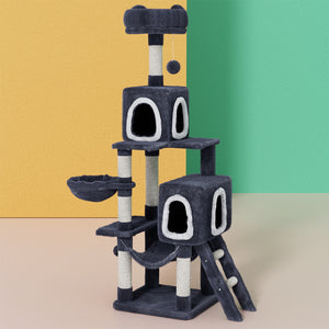 i.Pet 168cm Cat Tree Tower | Scratching Post House Condo with Hanging Toy Bed