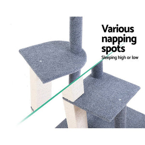 i.Pet Cat Tree 124cm Trees Scratching Post Scratcher Tower Condo House Furniture Wood Steps