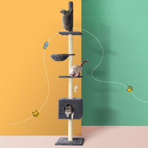 i.Pet Cat Tree Tower Scratching Post | Wood Bed Condo Toys House | 152cm