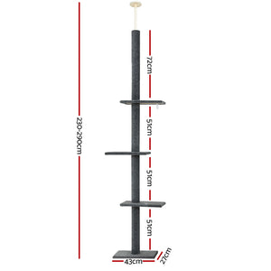i.Pet Cat Tree Scratching Post Tower | Floor to Ceiling Cats Bed | 290cm