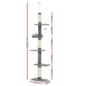 i.Pet Cat Tree Tower Scratching Post | Floor to Ceiling Cats Bed | 290cm