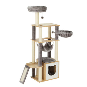 i.Pet Cat Tree Tower Scratching Post | Wood Bed Condo Toys House | 152cm