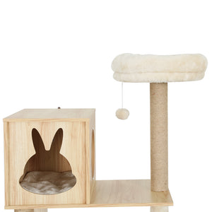 i.Pet Cat Tree Tower Scratching Post | Wood Bed Condo Toys House | 141cm