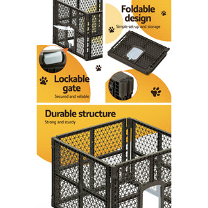 i.Pet Pet Dog Playpen Enclosure - 4 Panel Foldable Puppy Cage | Plastic Play Pen