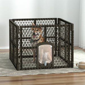 i.Pet Pet Dog Playpen Enclosure - 4 Panel Foldable Puppy Cage | Plastic Play Pen
