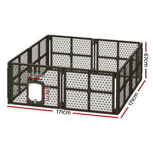 i.Pet Pet Dog Playpen Enclosure - 8 Panel Fence Puppy Cage | Foldable Plastic Play Pen