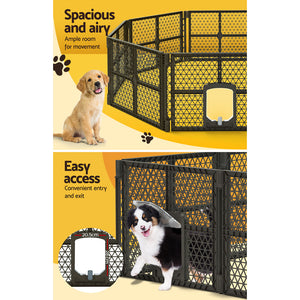 i.Pet Pet Dog Playpen Enclosure - 8 Panel Fence Puppy Cage | Foldable Plastic Play Pen