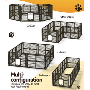 i.Pet Pet Dog Playpen Enclosure - 8 Panel Fence Puppy Cage | Foldable Plastic Play Pen