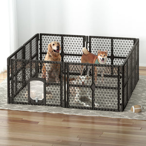 i.Pet Pet Dog Playpen Enclosure - 8 Panel Fence Puppy Cage | Foldable Plastic Play Pen