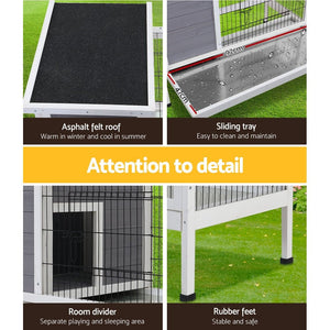 i.Pet Rabbit Hutch Chicken Coop Wooden Ferret Cage Habitat House Outdoor Large