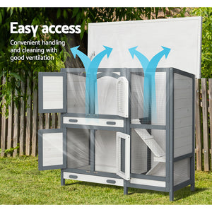 i.Pet Rabbit Hutch Large Chicken Coop Wooden House Run Cage | Pet Bunny Guinea Pig