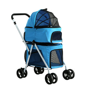 Pet Stroller | i.Pet Large Dog Pram Cat Carrier 4 Wheels Foldable Double