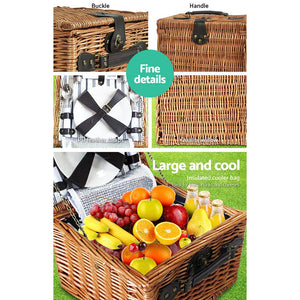 Alfresco 2 Person Picnic Basket Set Baskets Vintage Outdoor Insulated Blanket