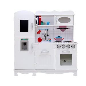 Keezi Kids White Wooden Kitchen Set | Pretend Play Cooking Food Toys