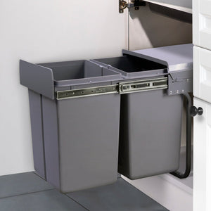 Cefito 2x20L Pull Out Bin - Grey - The Hippie House