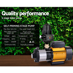 Giantz Multi Stage Water Pump - 2500W - 200L/min - 70m Head