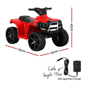 Kids Ride On ATV Quad Motorbike Car - 4 Wheeler Electric Toys | Battery Red | Rigo