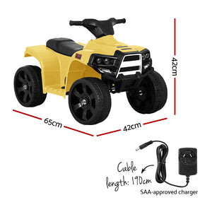 Kids Ride On ATV Quad Motorbike Car - 4 Wheeler Electric Toys | Battery Yellow | Rigo