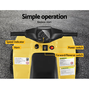 Kids Ride On ATV Quad Motorbike Car - 4 Wheeler Electric Toys | Battery Yellow | Rigo