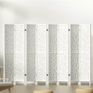 Artiss Clover Room Divider Screen Privacy Wood Dividers Stand 8 Panel White