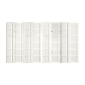 Room Divider Screen | 8 Panel Nova White Wood Privacy Stand