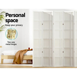 Room Divider Screen | 8 Panel Nova White Wood Privacy Stand