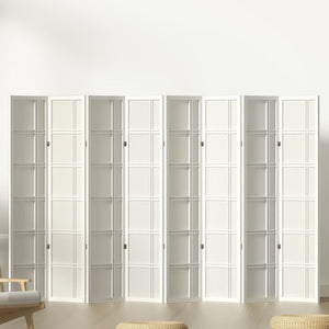 Room Divider Screen | 8 Panel Nova White Wood Privacy Stand